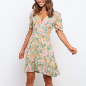 Petal & Pup Floral Ruffle Mini Dress | Multicolor | Size 4